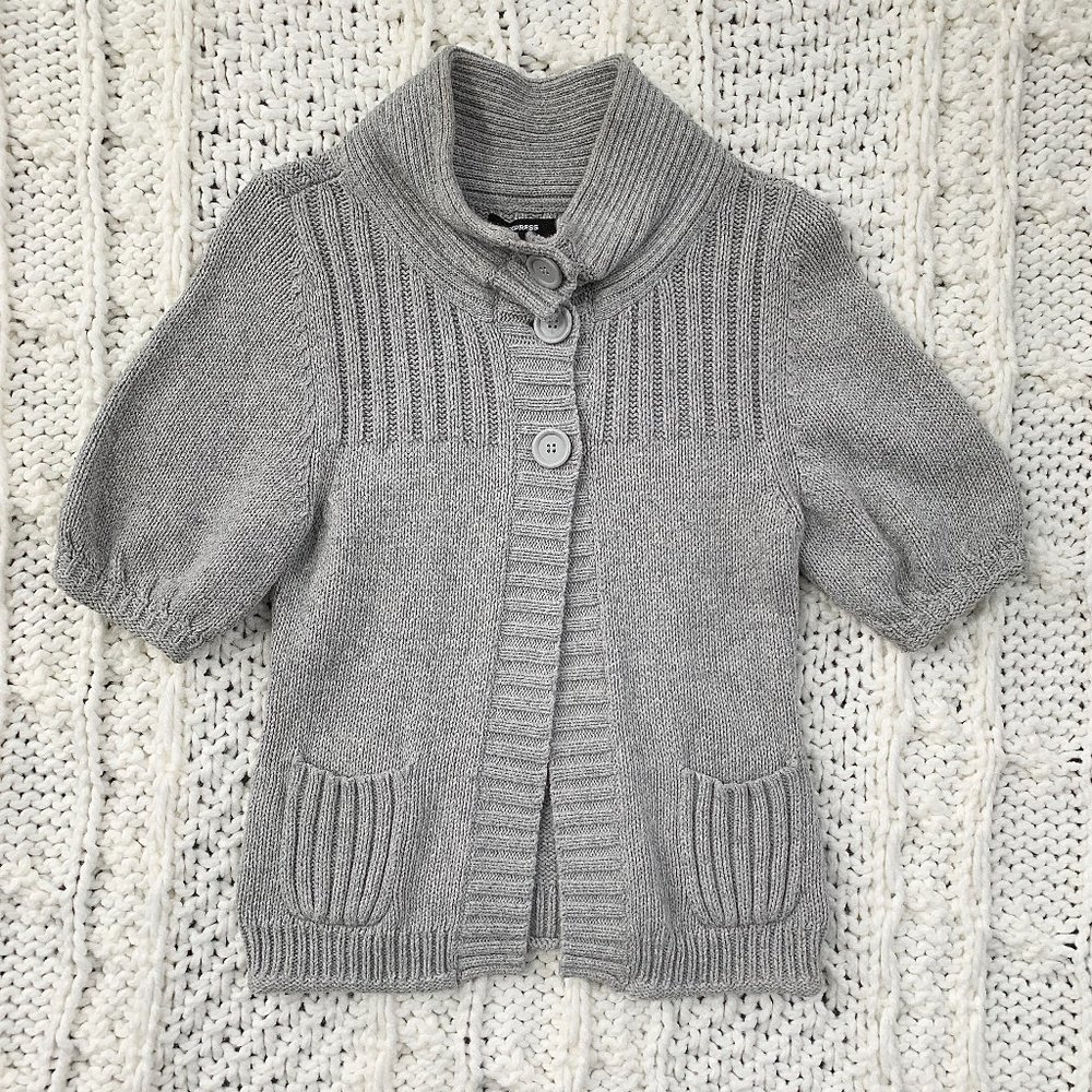 Express 2 Button-Up Short Sleeve Sweater